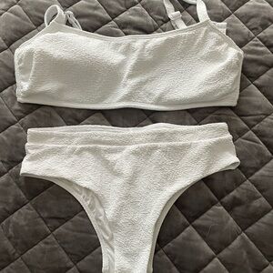 Chic White Textured Bikini Set